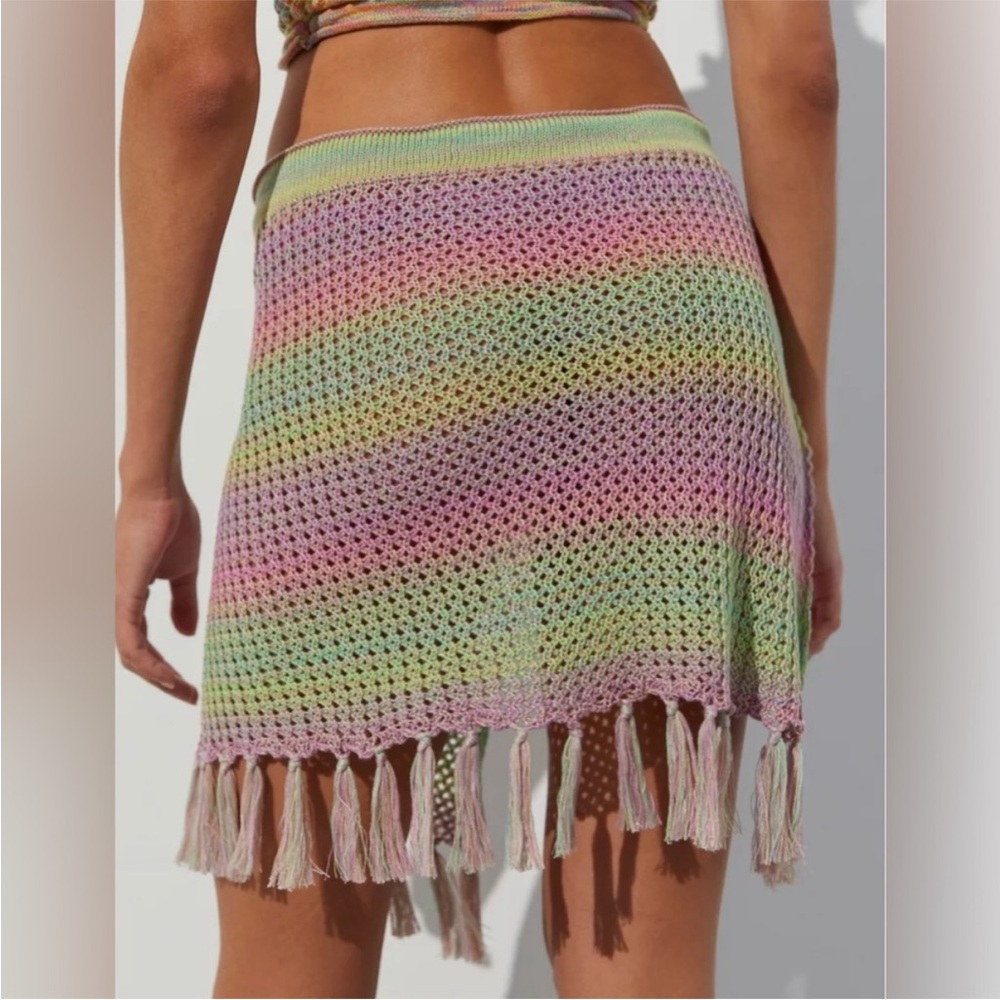 🆕 UO Out From Under Crochet Sarong Purple Rainbow Boho Swim Cover-Up - Picture 2 of 6
